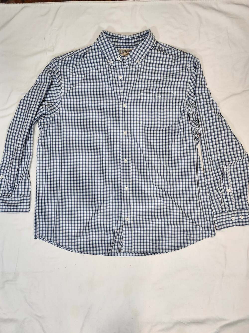 Duluth Trading Co. Button Down Shirt Size 2XL Blue Gingham Plaid
